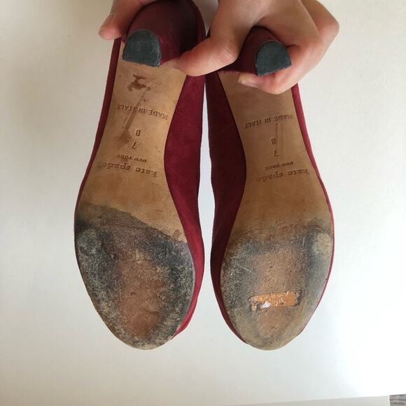 Kate Spade Georgia Pumps Peep Toe Red Suede 7 - Picture 8 of 12